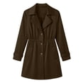 thumbnail image 6 of XPMWRP Women's Cinched Waist Trench Coat, Notched Lapel Mid Length Lightweight Windbreaker Jacket with Pockets Brown XL, 6 of 8
