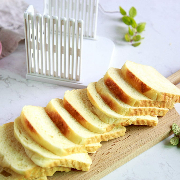 Aobrill Bread Slicer for Homemade Bread Foldable Toast Slicer with Non-slip  Mat (White)
