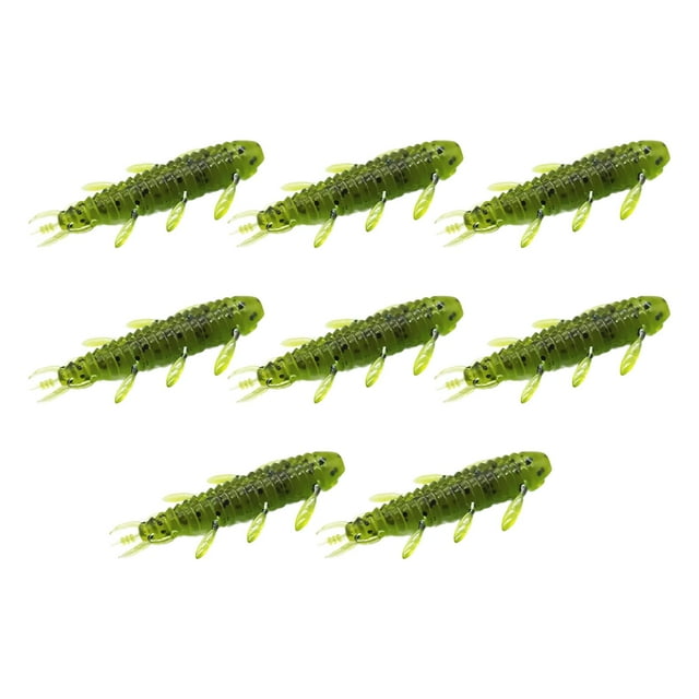 8 señuelos de pesca blandos, gusanos, cebos artificiales portátiles realistas para río Verde