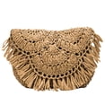 thumbnail image 1 of Ocio Mujer Vacaciones en la playa Bolsos de hombro de tejido de paja Bolsos cruzados simples Borlas elegantes Monedero con solapa delgada, 1 of 9