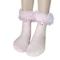 thumbnail image 3 of Women's Cartoon Monster Plush Socks, Fleece Lined Thickened Warm Sleeping Socks, Cozy Coral Fleece Home Socks for Indoor Lounging, Non-Slip Sole Comfortable House Socks with Playful Style Pink, 3 of 5
