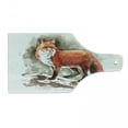 thumbnail image 1 of Fox Cutting Board, Watercolor Hand Drawn Red Fox with Bushy Tail Brushstrokes Tod Mammal, Tempered Glass Cutting and Serving Board, Wine Bottle Shape, Burnt Sienna White Brown, by Ambesonne, 1 of 1