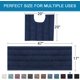 thumbnail image 2 of Juego de alfombrillas antideslizantes de chenilla gruesa y peluda para baño, extrasuaves y absorbentes, a rayas, 2 piezas, lavable a máquina, color azul marino, 47 x 17 pulgadas más 20 x 20 pulgadas en forma de U, 2 of 3