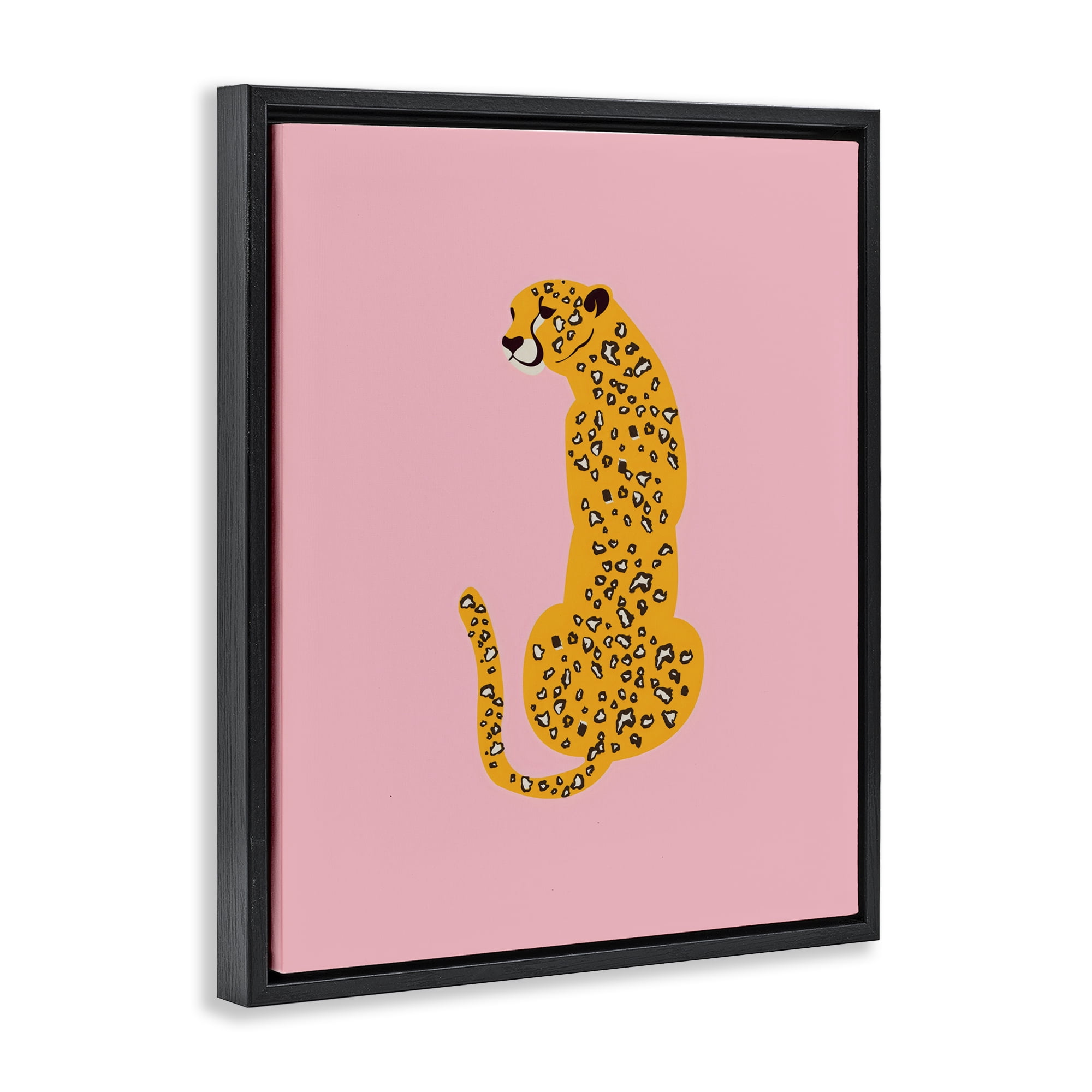 Stupell Industries Yellow Jaguar on Pink Black Framed Floater Canvas Wall Art, design by Creative Studio