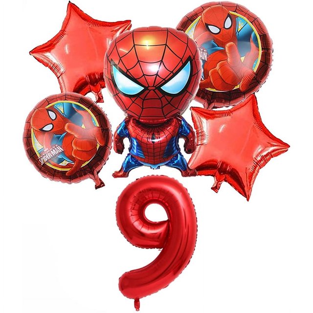 WANNGWE Ensemble de 6 Ballons en Aluminium Spiderman Super-Héros - Ballons Chiffres Rouges 32 Pouces (1-9) pour Fêtes d'Anniversaire - Décorations à Thème QQ84-11454