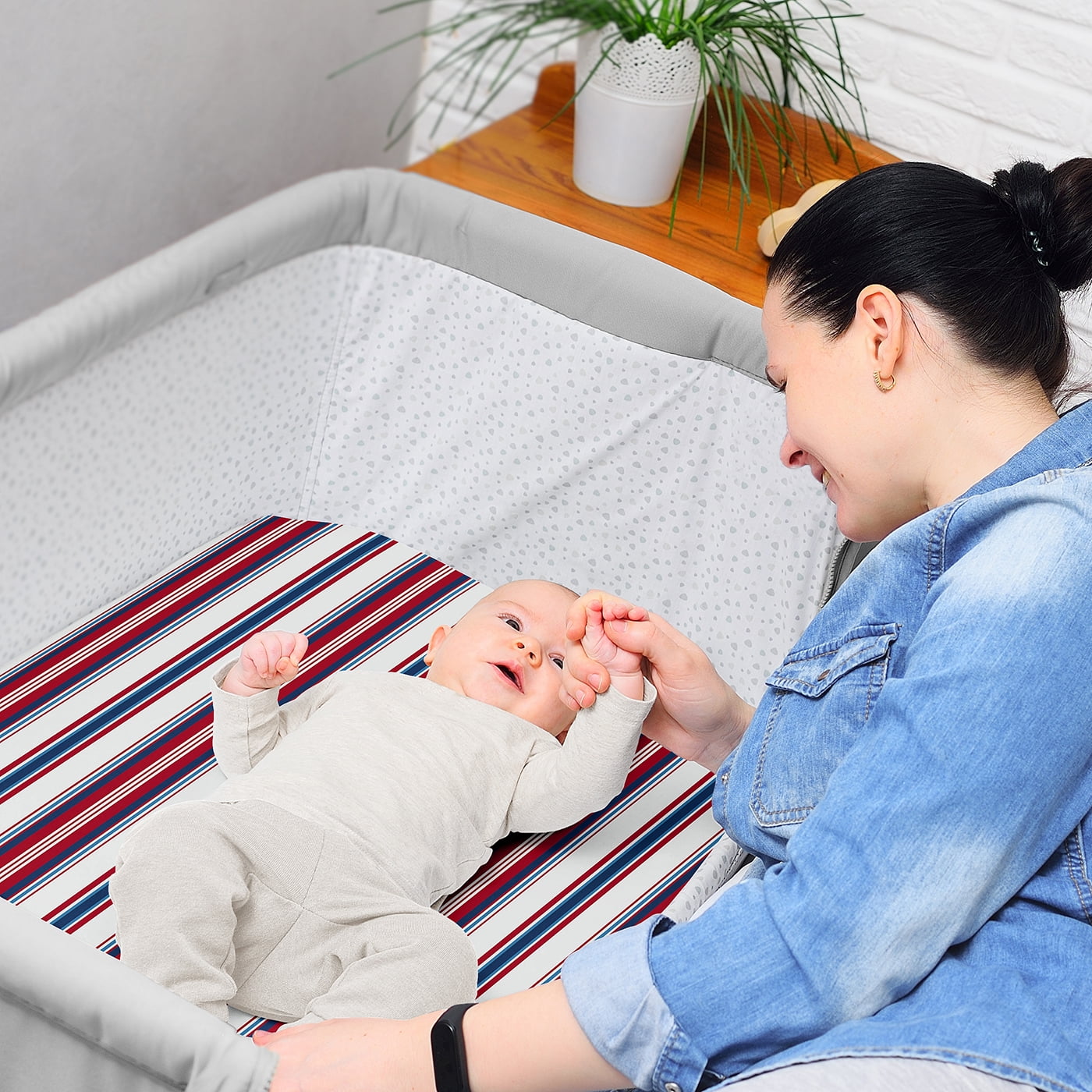 Sweet Jojo Designs Baseball Patch Red White and Blue Baby Bassinet Fitted Sheets 2 Piece Set