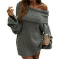 thumbnail image 1 of Women's Off the Shoulder Sweater Oversized Batwing Sleeve Loose Pullover Sweaters Tops Flower Gray S, 1 of 10