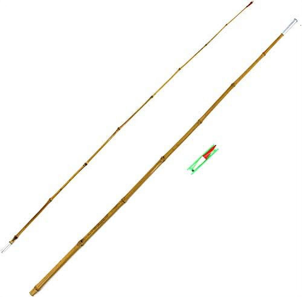bamboo vintage cane fishing pole with bobber, hook, line and