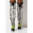 thumbnail image 3 of Cape Robbin HILDA OVER THE KNEE THIGH HIGH CHUNKY LOW HEEL BOOTS WESTERN BLACK (Black Yellow Snake, 5), 3 of 3
