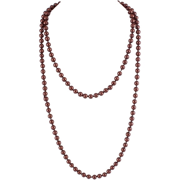 Handmade Long Chain Glass Faux Pearl Necklace for Women Elegant Accessory