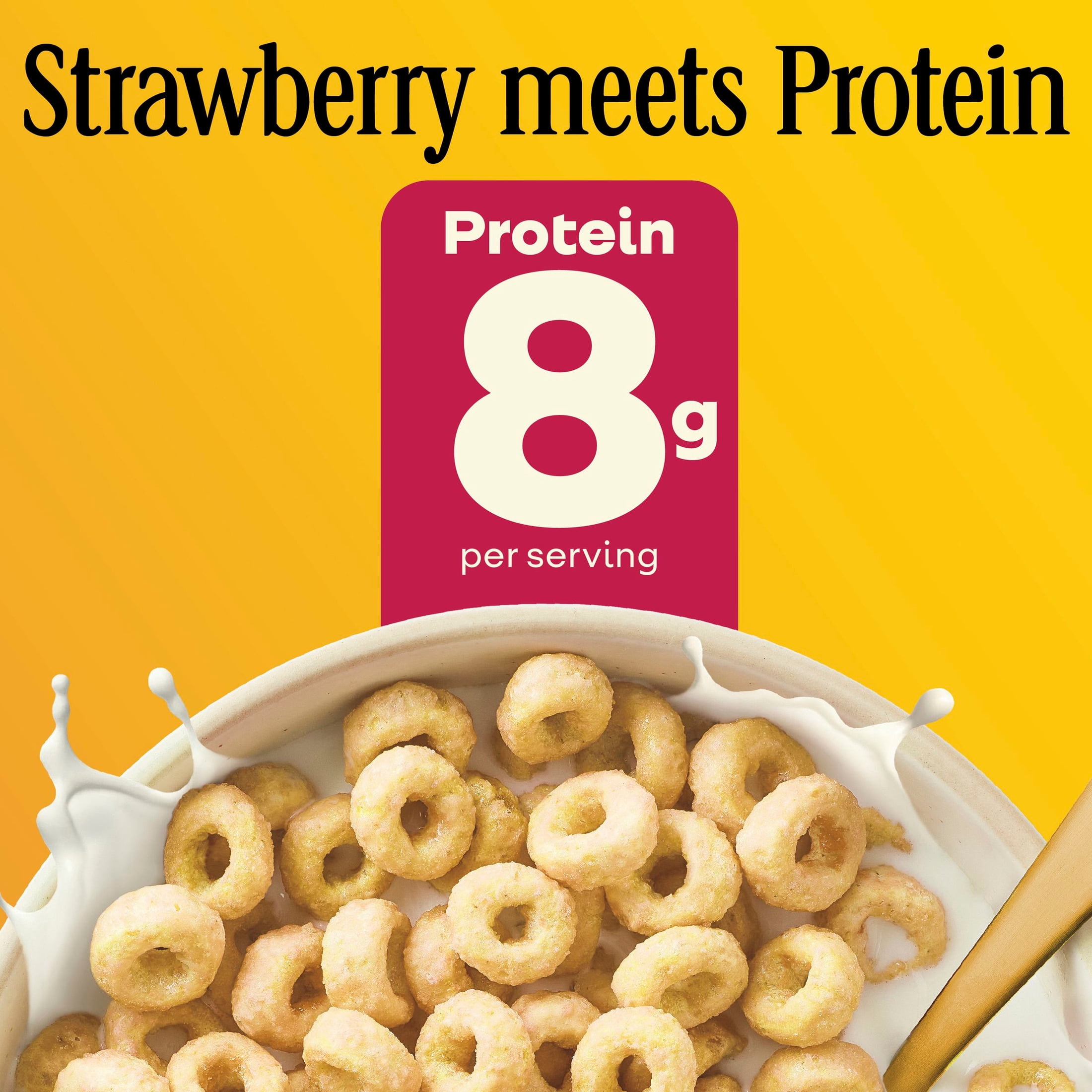 (10 pack) Strawberry Cheerios Protein, Breakfast Cereal Cup, Gluten Free Single Serve Cereal, 1.4 oz
