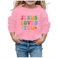 thumbnail image 1 of MEZZALL Chandail Doux à Manches Longues pour Filles, Graphique, Mignon, Col Rond, chandail-Over, Vêtements pour Filles, Élégant, Quotidien, Rose, 3-4 Ans, 1 of 4