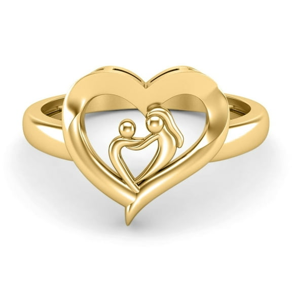 Mooneye 925 Sterling Silver Gold Vermeil Mother Daughter Women Love Heart Ring
