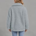thumbnail image 6 of Luvrsol Winter Jackets for Women Lapel Full Zip Fleece Teddy Jacket Loose Fit Warm Fluffy Sherpa Coat, Gray S-2XL, 6 of 7