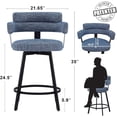 thumbnail image 2 of Counter Height Bar Stools with Full Back – Swivel Counter Stools Set of 2 with Linen Padded Back, Metal Footrest, Modern Barstools for Kitchen Counter, Island, Dining Room, Blue 24 inch, 2 of 7
