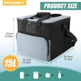thumbnail image 3 of 15L Portable Electric Cooler Bag, Car Cooler Watertight Liner Bag, Soft Sided Thermoelectric Travel Cooler with Shoulder Strap, Storage Pocket &  12V Plug in for, 3 of 6