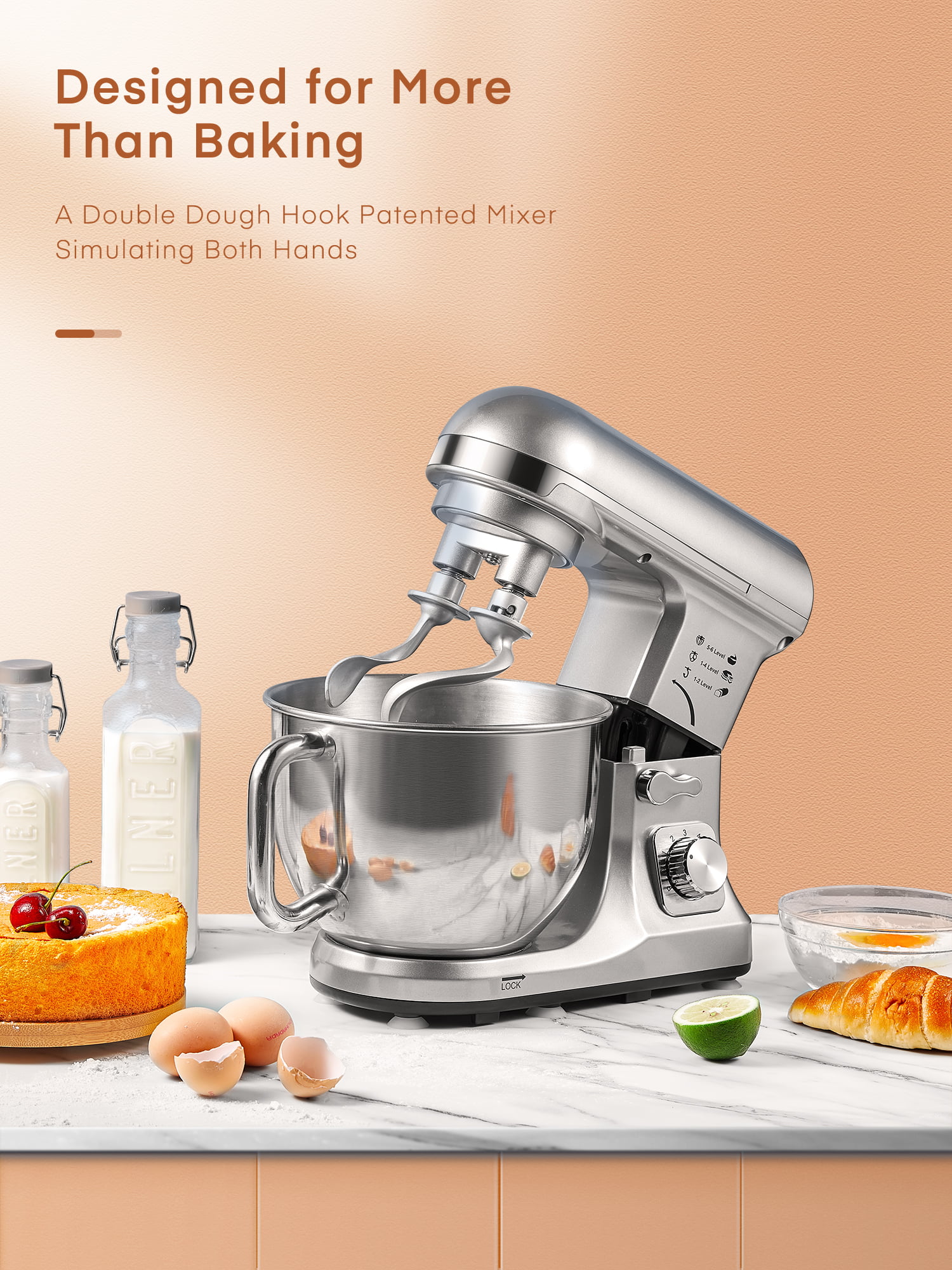  Stand Mixer FOHERE, 5.8 QT Stainless Steel Mixer with Dough  Hook, Mixing Beater, Wire Whip, Dishwasher-safe, 6+P Speeds Tilt-Head  Kitchen Dough Mixers for Cake, Electric Home Cooking Kitchen Mixer: Home 