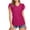 Hot Pink, variant on Women Sequin Sparkly Tops Ruffle V Neck Short Sleeve Casual Slim Tunic Party Summer Blouses