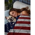 thumbnail image 6 of California King Size Flat Sheet Only, American Flag Soft Brushed Microfiber Bed Sheets, Vintage Brick Wall Star Striped Red Blue Hotel Quality Breathable Bedding Top Sheet, Easy Care, 108"x98", 6 of 9