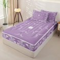 thumbnail image 2 of jejeloiu Soft Paisley Zipper Full Size Comforter Sets with Fitted Sheet and 2 Pillowcases,Delicate Pattern Zipper Bedding Set For Adults,Purple White,Reversible,4-Piece, 2 of 7