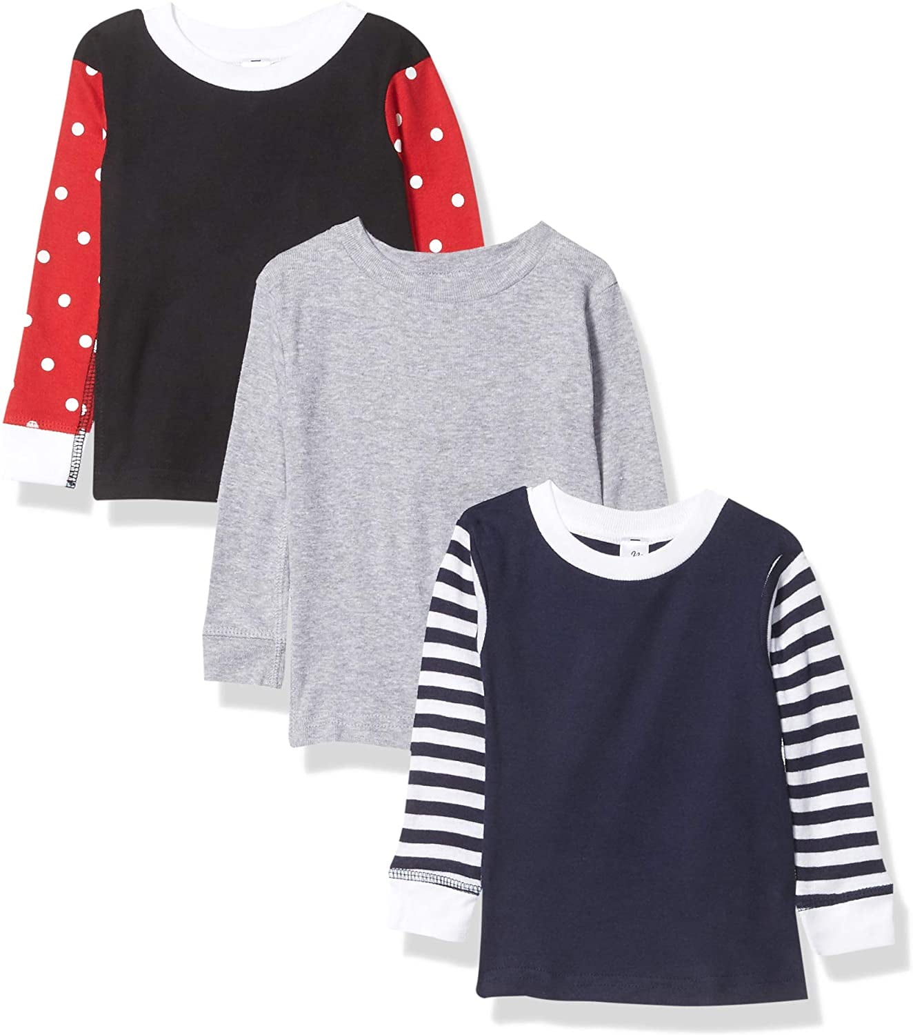 Pack of 3 Marky G Apparel Baby Long Sleeve Round Neck Pajama Top Red/Royal/Heather 6 Months Pack of 3 Marky G Apparel Baby Long Sleeve Round Neck Pajama Top Red/Royal/Heather 6 Months