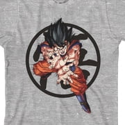 Dragon Ball Z Goku w/ Symbol Graphic Youth Boy's Athletic Heather T-Shirt-Large