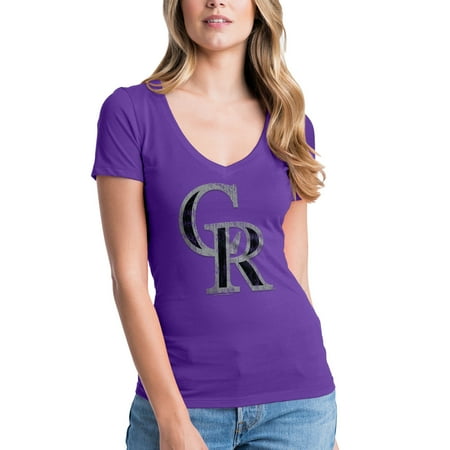 - Women's 5th & Ocean by New Era Purple Colorado Rockies V-Neck Team T-Shirt
