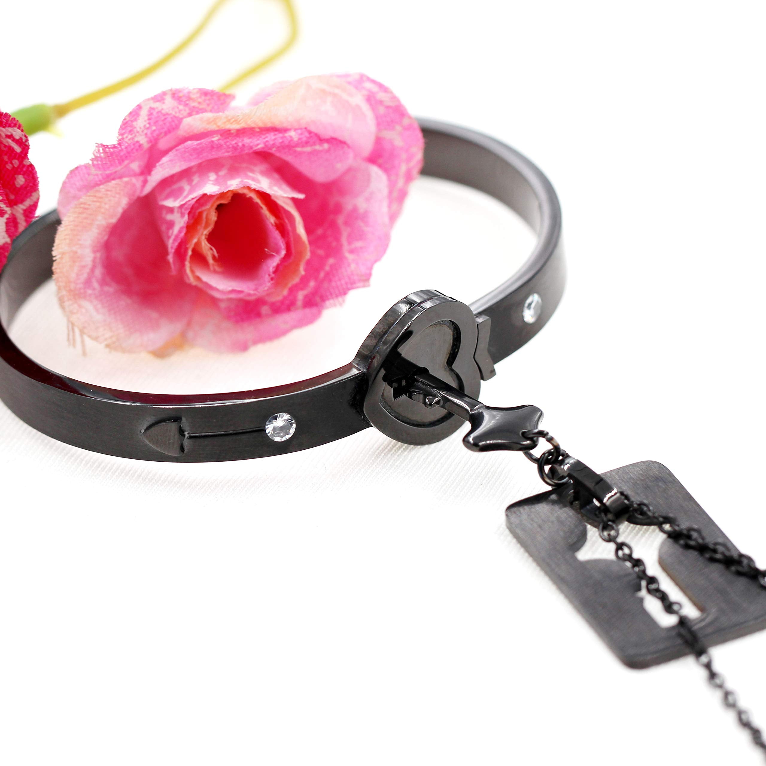 Key To My Heart Matching Lock Bangle & Knight Shield Key Necklace Set In  Titanium Steel : iDream Jewelry