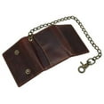 thumbnail image 4 of RFID Blocking  Vintage Cowhide Leather Mens Biker's Chain Wallet Trucker Motorcycle  Hunter Brown orBlack, 4 of 9