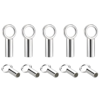 Beebeecraft 20Pcs 925 Sterling Silver Bead Tips Knot Covers Clamshell Crimp Tips Beads Fold-Over Bead Covers Ends Caps for DIY Bracelets Necklaces (Small Cup 2mm