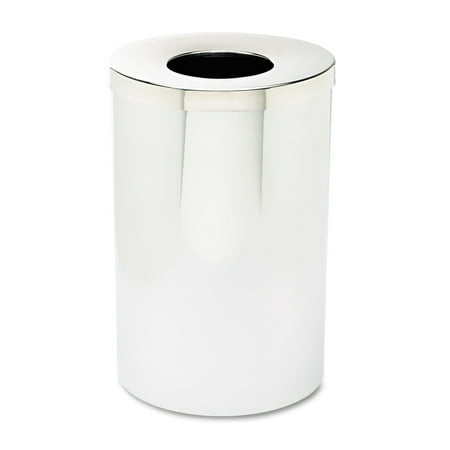 Safco Reflections Open-Top Receptacle, Round, Steel, 35gal, Chrome/Black