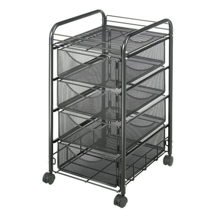 Safco, Onyx Double Mesh Mobile File Cart, 1 Each, Black