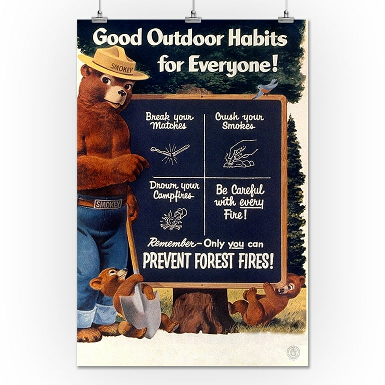Smokey Bear Good Outdoor Habits Vintage Poster 24x36 Giclee Gallery Art Print Vivid Textured Wall Decor