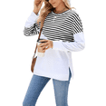 thumbnail image 3 of Sudadera Tipo Túnica A Rayas con Bloques de Color para Mujer, de Larga y Cuello Redondo, Holgada y y Negro XL, 3 of 9