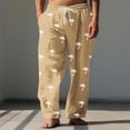 thumbnail image 1 of Pantalones largos para hombre, cintura elástica, transpirables, cómodos, suaves, informales, de playa, de poliéster., 1 of 5