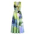 thumbnail image 3 of Uootdi Linen Jumpsuits for Women Tie Dye Print V Neck Sleeveless Button Pocket Casual Loose Fit Outfits Gift, 3 of 7