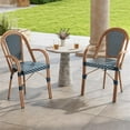 thumbnail image 4 of Resenkos Outdoor Dining Room Chairs, Patio Kitchen Chairs,Hand-Woven PE Wicker Outdoor French Bistro Chairs Set of 2-Blue, 4 of 9