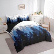 Feelyou Woodland Botanical Twin Bedding Sets 7-Piece for Adult, Blue Tree Plant Bedding Comforter Set, Rustic Farmhouse Reversible Sheet Sets, Luxury Bedroom Decor