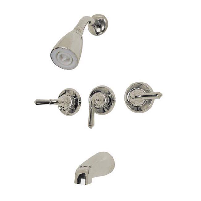 Three Handles TubShower Faucet Satin Nickel Finish