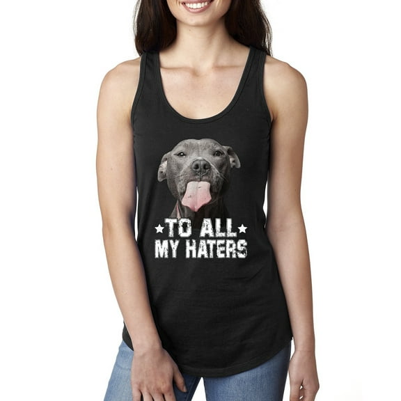 Wild Bobby, Pitbull to all the Haters Funny, Animal Lover, Women Racerback Tank Top, Black, Small