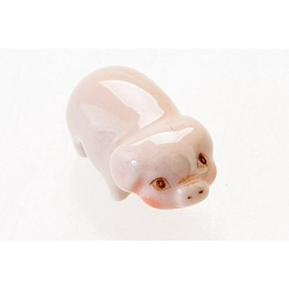 WitnyStore Pig Figurine - Collectible Animal Art - Miniature Hand Made and Painted Ceramic Table Decor Perfect for Gifts and Souvenirs - 3/4" L x 1/2" W x 1/2" H