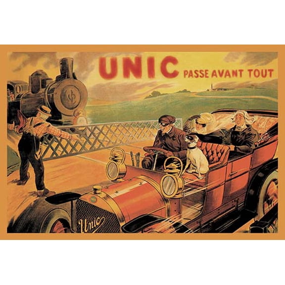 Unic - Racing Across Train Tracks Museum quality giclee print canvas wrap(20" x 30")