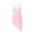thumbnail image 6 of Flowy Asymmetrical Tops for Women Satin Deep V Neck Spaghetti Strap Tank Top Lace Trim Silky Casual Evening Wear Camisole, #03 Pink, XL, 6 of 7