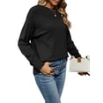thumbnail image 3 of Women'S Casual Long Sleeve Sweaters Loose Knit Solid Pullover Sweater Jumper Tops Black XL, 3 of 7