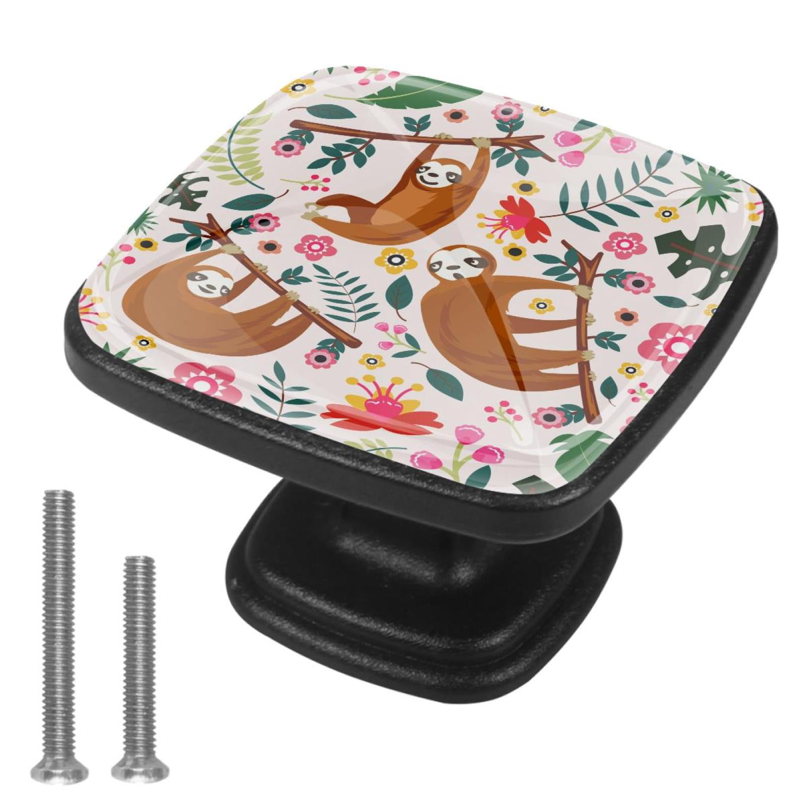 Sloth Handle 4 Pcs Cabinet Handle Drawer Pulls Sloth Knobs with Screws Square ...