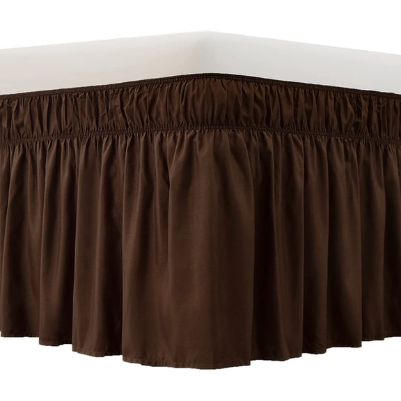 Wrap Around Bed Skirt Three Fabric Sides Elastic Dust Ruffled 24 Inch Tailored Drop,Easy to Install Fade Resistant-Navy Blue, Queen/King