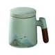 thumbnail image 3 of Taza de té de cerámica, taza de té, taza de café expreso, taza de la mañana, taza de té de hojas sueltas, taza de café para tienda, hotel, oficina, azul claro, 3 of 9