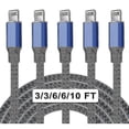 thumbnail image 1 of 5-pack nylon iPhone charging cable Lightning fast charging, 1 of 4