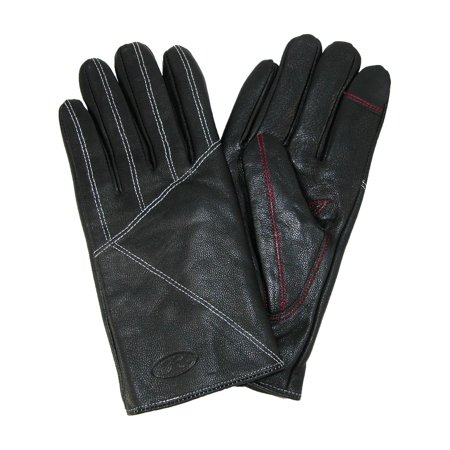 Black Lamb Leather - Men's Piece Lamb Leather Touch Screen Dress Glove, Black