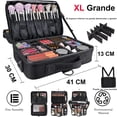 thumbnail image 2 of XL Grande Estuche de Maquillaje de Viaje - Con Espejo, 41x30x13cm Bolsa de Cosméticos, Profesional Organizador de Maquillaje Impermeable, Divisor Ajustable Bolsa de Almacenamiento para Cosméticos, 2 of 8